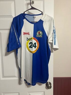 Blue and White Blackburn Football Jersey with Club Crest